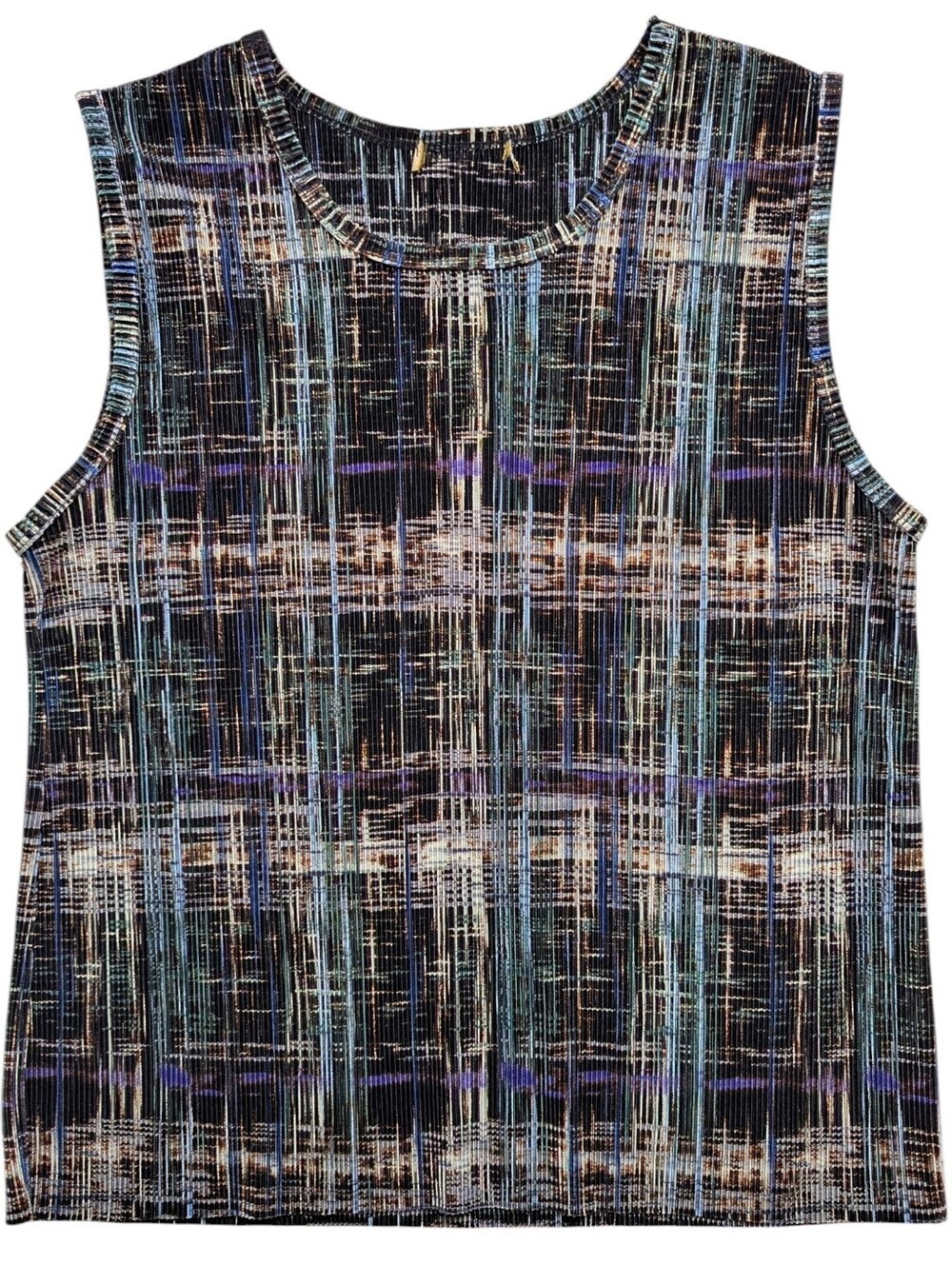 Vintage Pleated Abstract Lines Tank Top